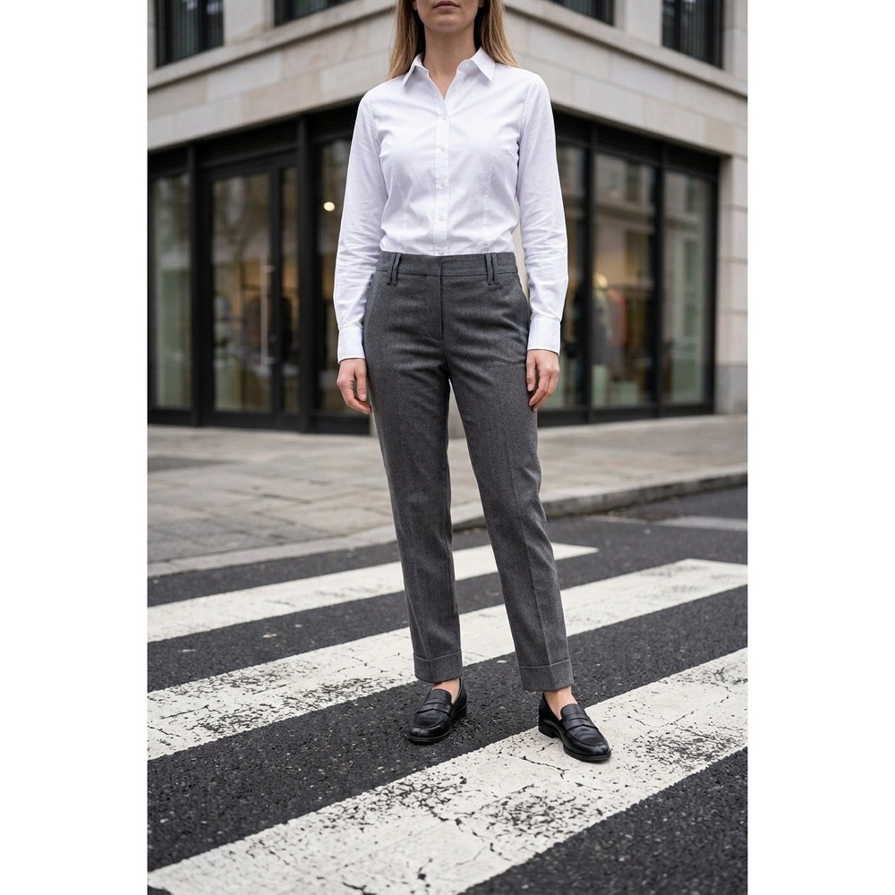 Charcoal Gray Cuffed Dress Pants Business Casual Trousers Women Sz 5/6 Corporate